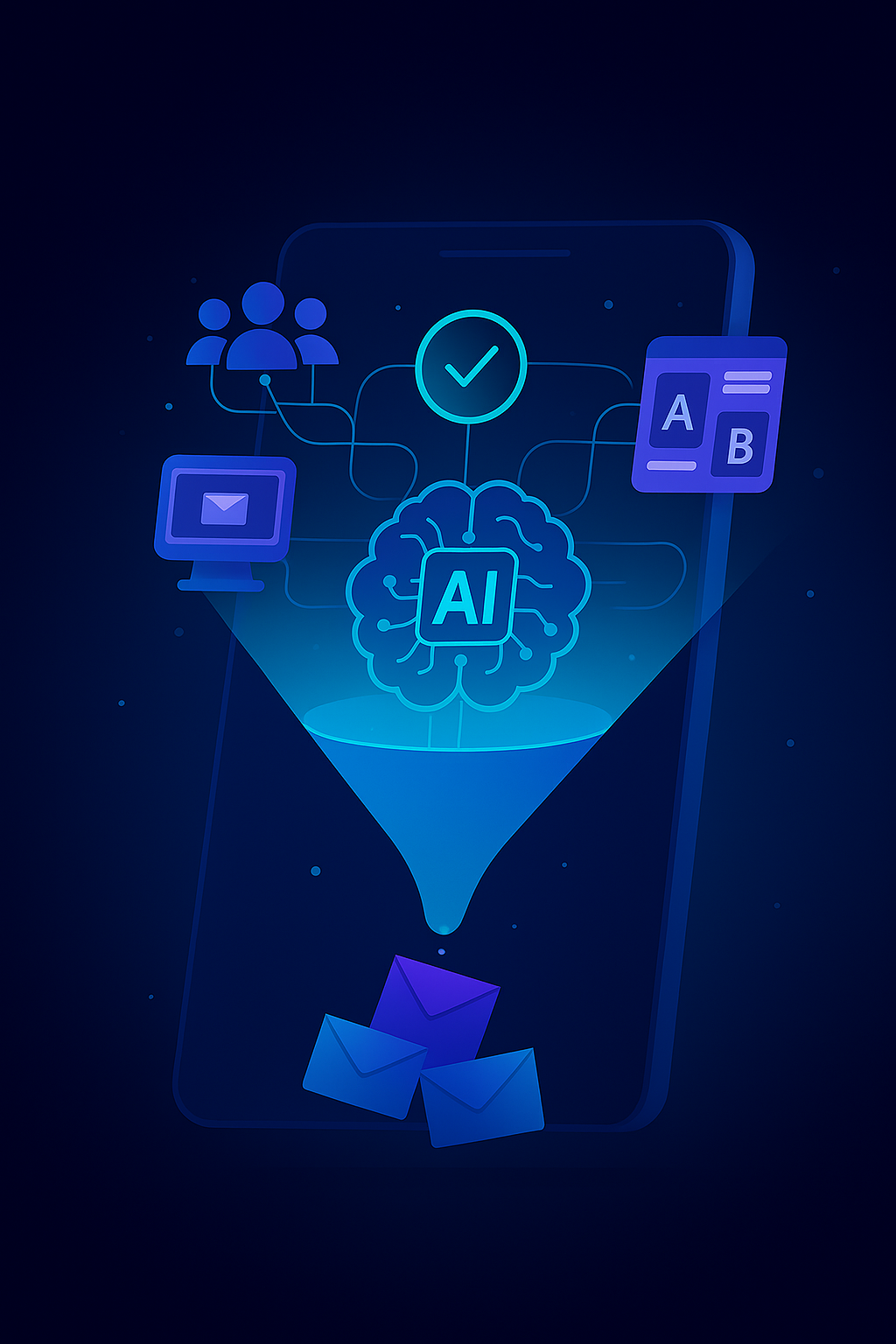 AI-Powered Marketing Automation Dashboard showing neural networks, lead scoring algorithms, and real-time campaign optimization